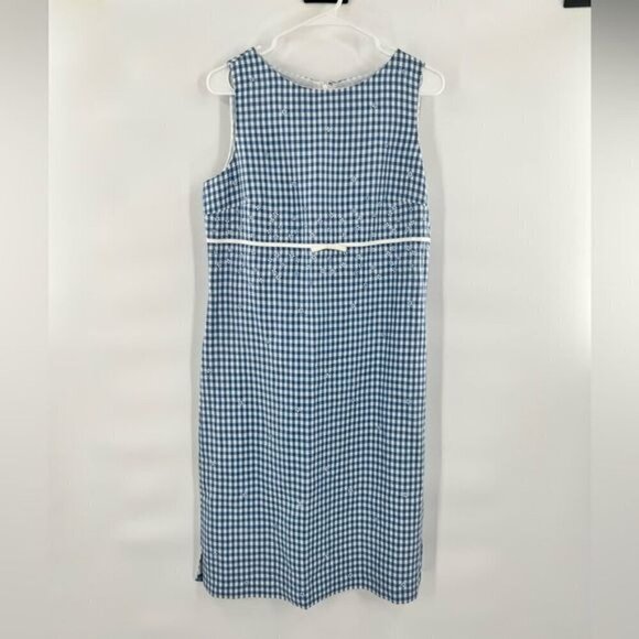 Talbots blue white sleeveless dress size 8 gingham - Picture 1 of 8
